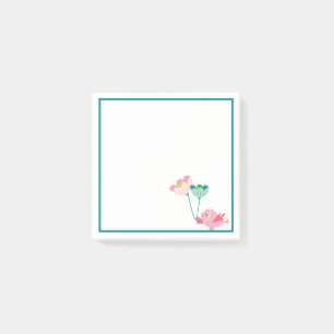 Bird and Flowers Post-It Notes