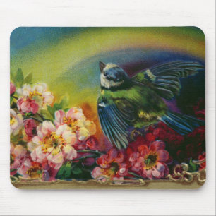 Bird and Flowers Postcard Mousepad