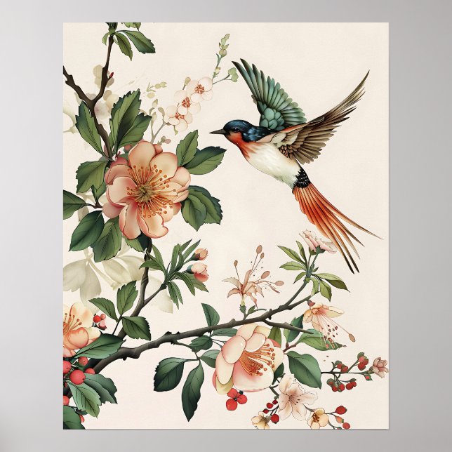 Bird and Flowers Poster (Front)