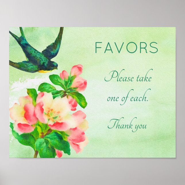 Bird and Flowers Shower Sign (Front)