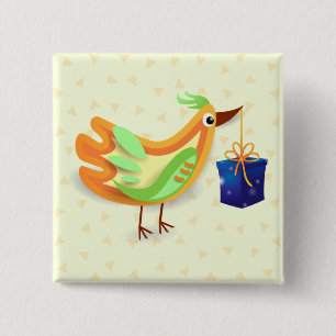 Bird and gift, button