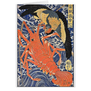 Bird and Lobster Japanese Woodblock Art Ukiyo-E