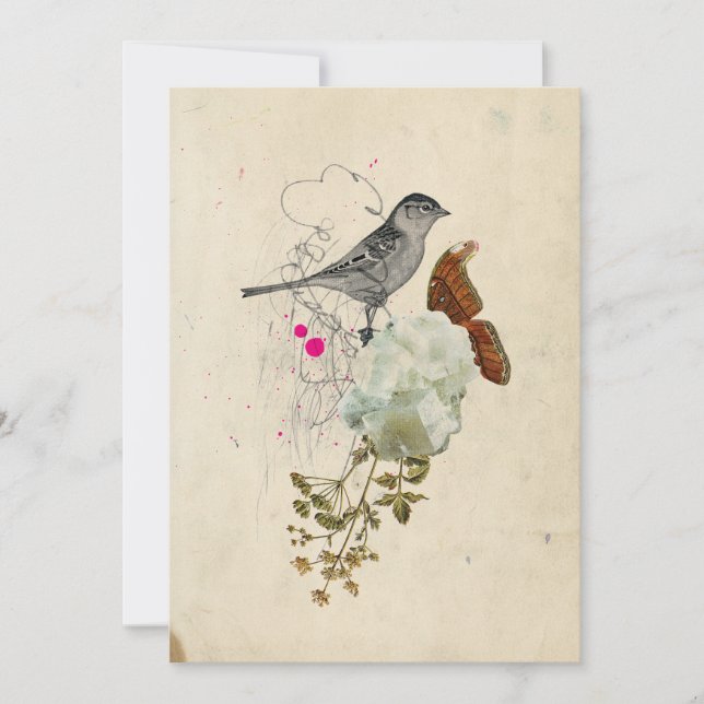 Bird and Moth Blank Card (Front)