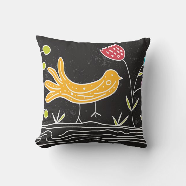 bird and plant cushion (Front)