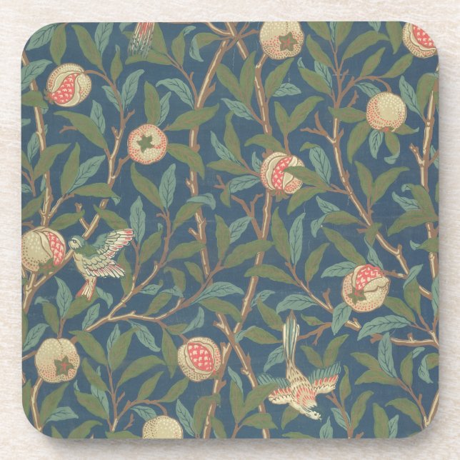 'Bird and Pomegranate' Wallpaper Design, printed b Coaster (Front)