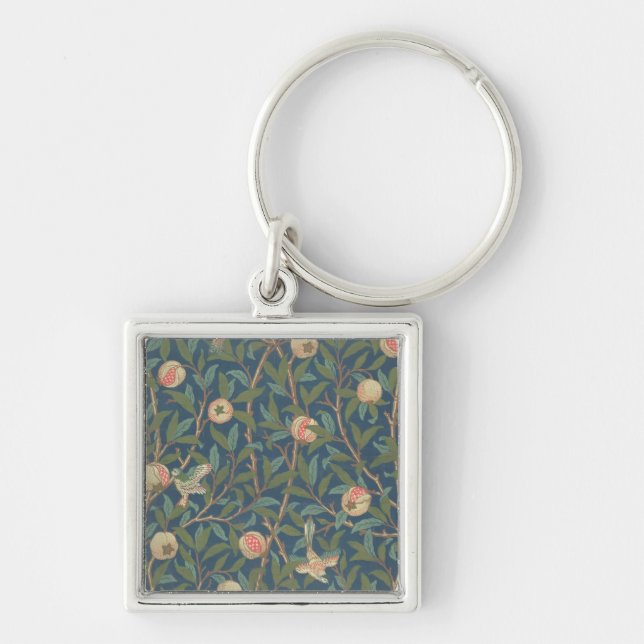 'Bird and Pomegranate' Wallpaper Design, printed b Key Ring (Front)