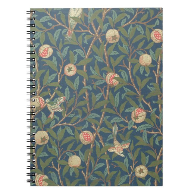 'Bird and Pomegranate' Wallpaper Design, printed b Spiral Notebook (Front)