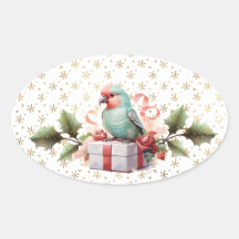 Bird and Present Christmas Sticker