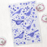 Bird and Wildflower Floral Watercolor Blue White Tea Towel<br><div class="desc">Modern and contemporary watercolor birds and wild flowers pattern in periwinkle blue on a white background.  Original art by Nic Squirrell.</div>