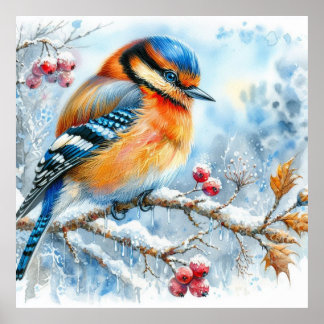 Bird and Winter Landscape 25 Poster