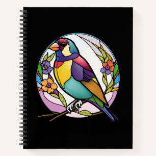 Bird Animal Portrait Stained Glass Wildlife Forest Notebook