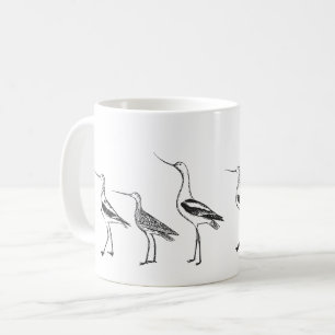 Bird Art Drawing in Black and White Personalised Coffee Mug