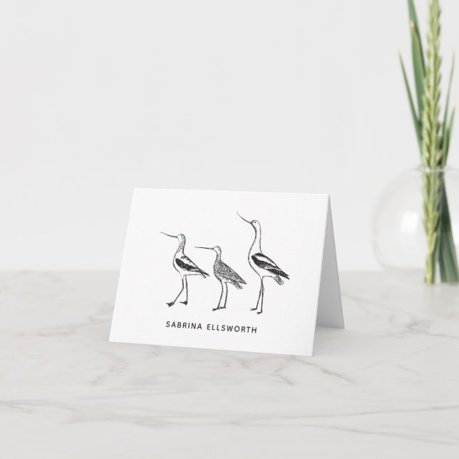 Bird Art Drawing in Black and White Personalised Note Card (Front)