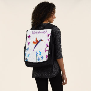 Bird Art Floral Hummingbird Backpack