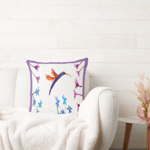Bird Art Floral Hummingbird Cushion