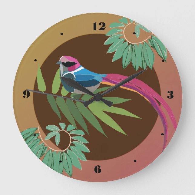 Bird Art Large Clock (Front)