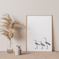 Bird Art Minimalist Drawing in Black and White