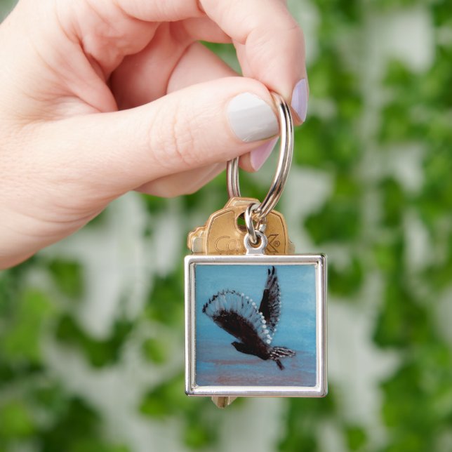 Bird Art Sunrise Owl Key Ring (Hand)