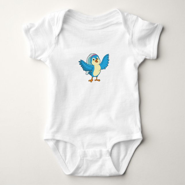 Bird as Bride with Veil Baby Bodysuit (Front)