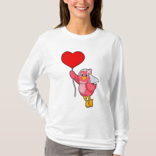 Bird as Bride with Veil & Heart Balloon T-Shirt