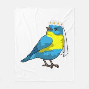 Bird as Bride with Wreath of flowers Fleece Blanket
