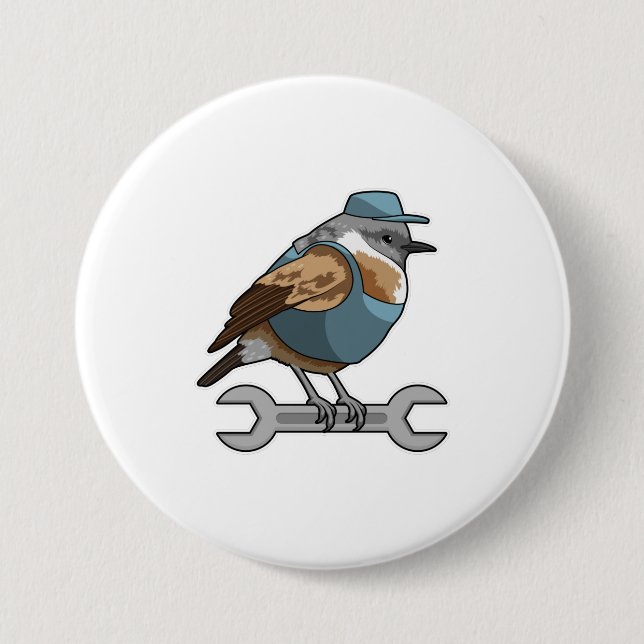 Bird as Carftsman with Wrench 7.5 Cm Round Badge (Front)