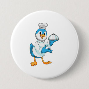 Bird as Cook with Platter 7.5 Cm Round Badge