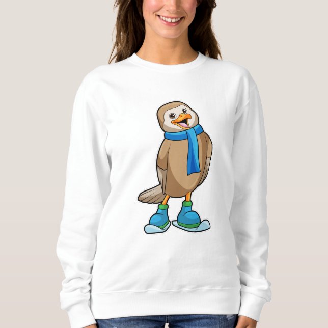 Bird as Skier with Ski & Scarf Sweatshirt (Front)