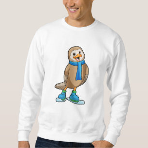 Bird as Skier with Ski & Scarf Sweatshirt