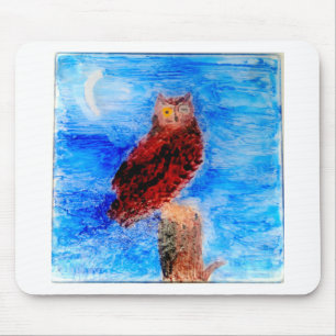 Bird at Night Moonlit Owl Mouse Pad