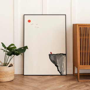 Bird at Sunrise – Zen Minimal – Wall Art Poster