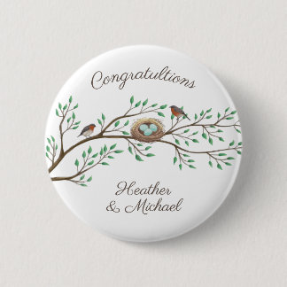 Bird Baby Shower Spring 6 Cm Round Badge