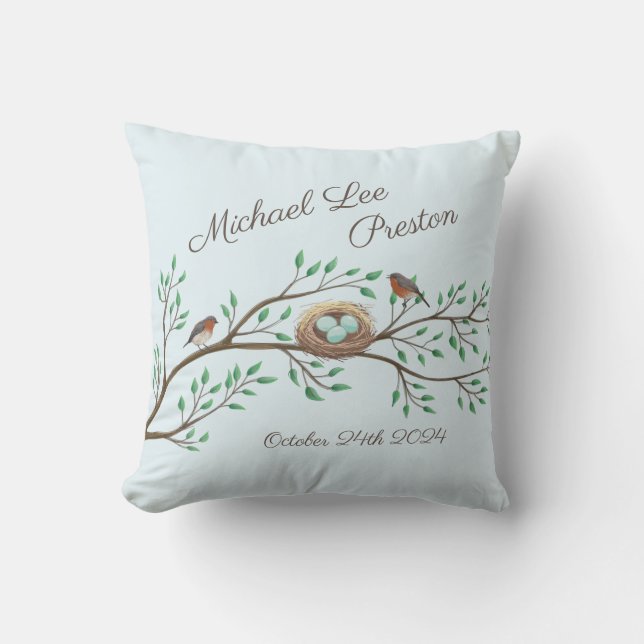 Bird Baby Shower Spring Cushion (Front)