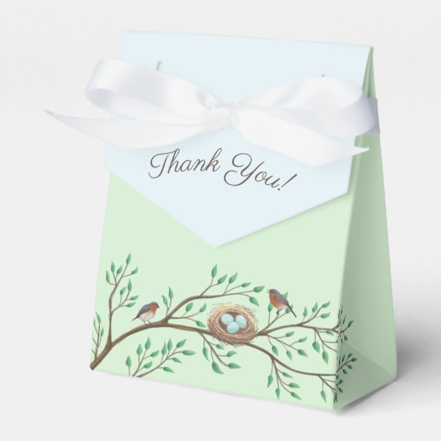 Bird Baby Shower Spring Favour Box (Front Side)