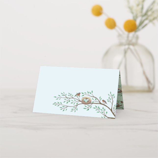 Bird Baby Shower Spring Place Card (Front)