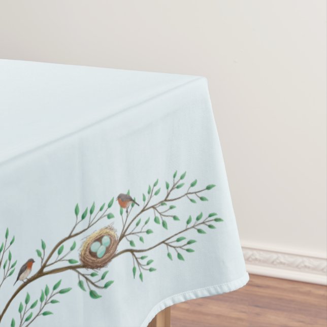 Bird Baby Shower Spring Tablecloth (In Situ)