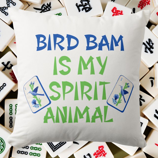 Bird Bam is My Spirit Animal Mahjong Bird Tiles Cushion (Creator Uploaded)