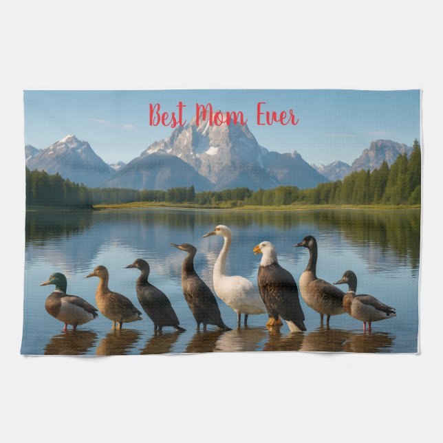 Bird Best Mum Ever Personalised Kitchen Towel (Horizontal)
