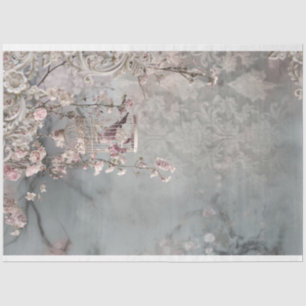 Bird & Birdcage, Shabby Chic Floral Fantasy Tissue Paper