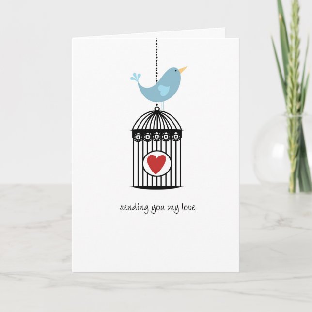 Bird & Birdcage with Heart Card (Front)
