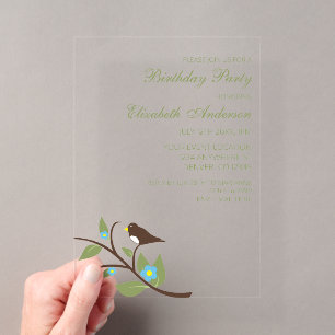 Bird Birthday Acrylic Invitations