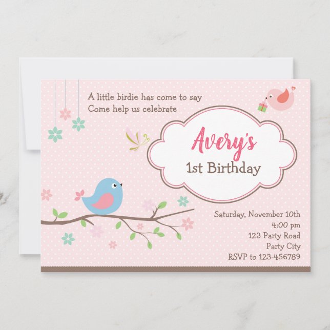 Bird Birthday Invitations (Personalised Invite) (Front)