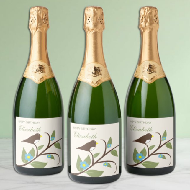 Bird Birthday Sparkling Wine Label (Creator Uploaded)
