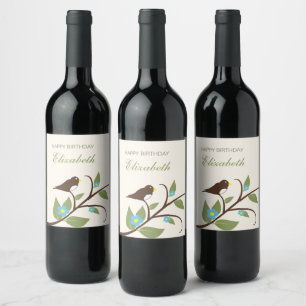 Bird Birthday Wine Label