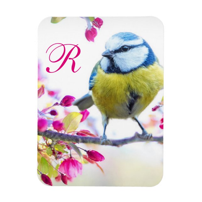 Bird & Bloom Monogram Magnet (Vertical)