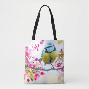 Bird & Blooms Monogram Tote Bag