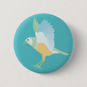 bird(blue) 6 cm round badge