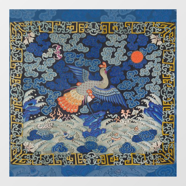 Bird Blue Chinese Embroidery Vintage (Sheet)
