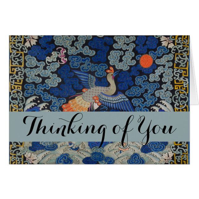 Bird Blue Chinese Embroidery Vintage (Front Horizontal)