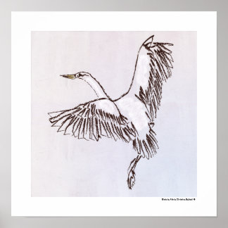 Bird Blue Gray Illustration Line Drawing Wall Art